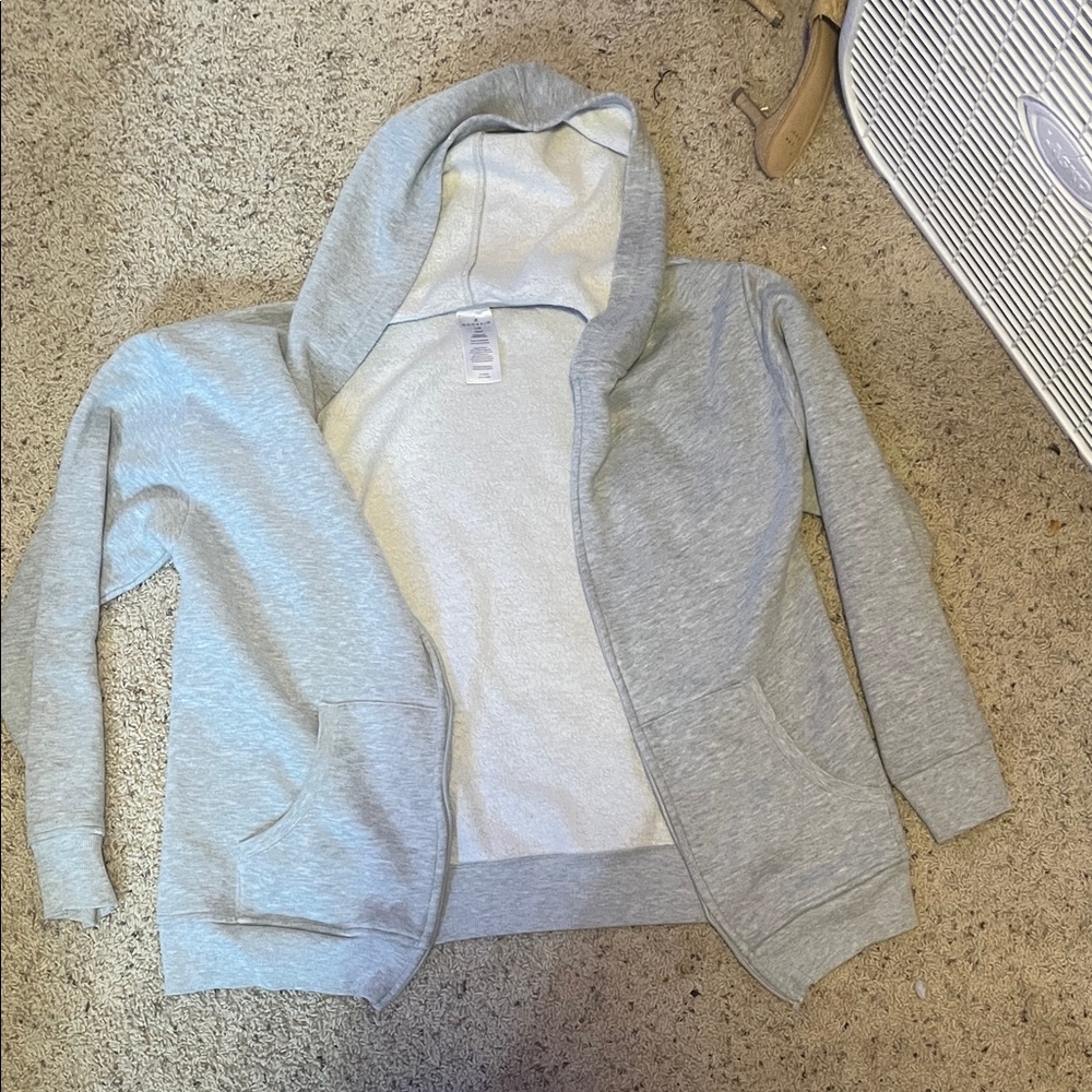 Danskin Light Gray Hooded Zip Sweatshirt